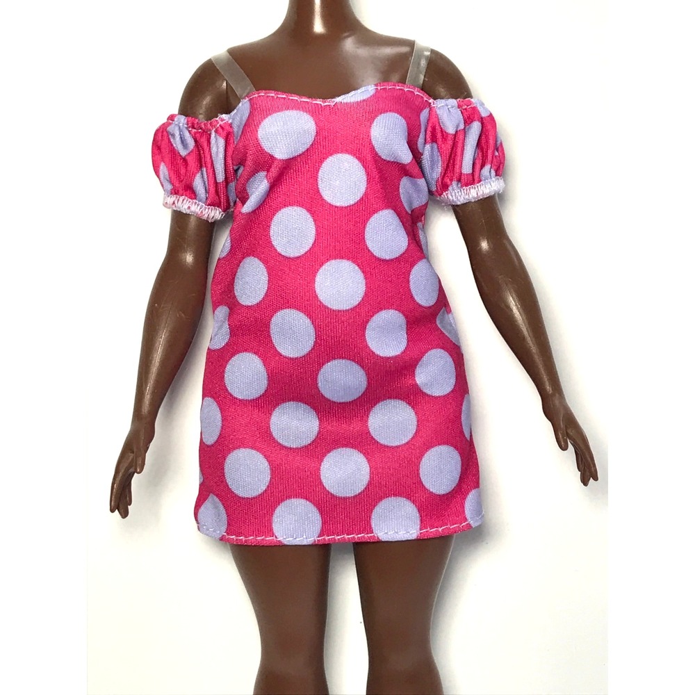 Barbie Doll Clothing Fashionistas #171 Pink Curvy Body Purple Polka Dot Print